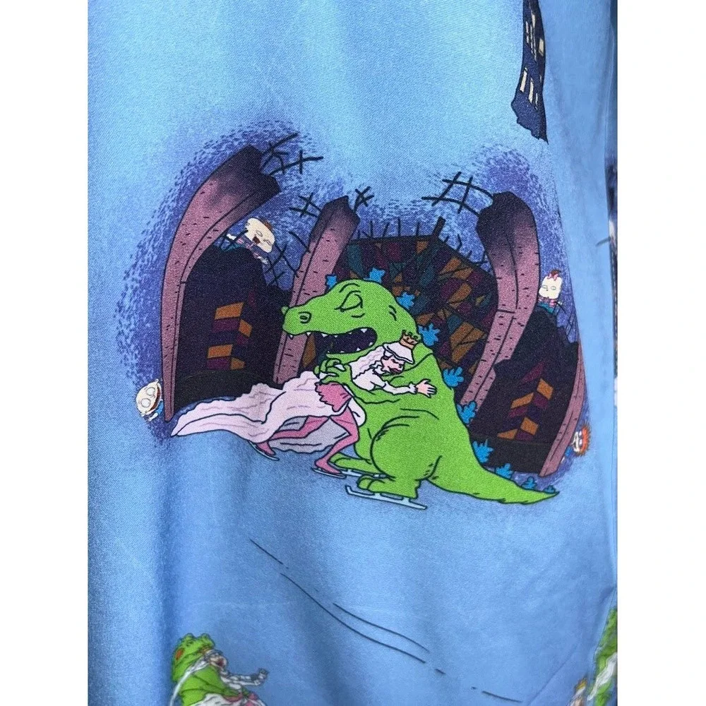 RSVLTS Rugrats Reptar On Ice Short Sleeve Button Down Shirt Mens Large New wTags